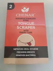 Tongue Scraper for Adults With Travel Cases (2 Pack), 100% Stainless