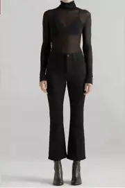 EDWIN CASSIA MINI BOOT CROP ANKLE JEANS Women's Size 32 BLACK NWT