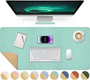 Giecy Leather Desk Mat, Dual-Sided Natural Cork & PU Leather Desk Pad 80 x 40 cm Extended Computer Desk Mat Keyboard Mouse Pads Writing Mat Desk Blotter Pads Mats for Laptop PC Gaming (Turquoise)