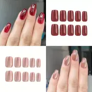 Short False Nails Glitter Full Cover False Nails Eye Press on Nails