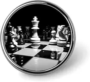 [FZMVSQH] Black And White Chess Printed Round Button Pin Badges Metal Pinback Buttons 1 Inch Pins for Hat Shirt Clothing Bags Decoration, Circular, Aluminum, Circular, Aluminum