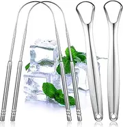 YUXIANLB 4PCS Metal Tongue Scraper Dental Tongue Scraper For Adults Stainless Steel Tongue Scraper Tounge Scrapper Oral Tongue Cleaner Copper Tongue Scraper Tongue Brush For Women Tonsil Stone Remover
