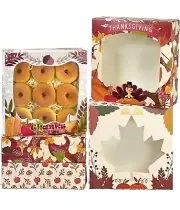 24 Pcs 8x8x2.5 Inch Cupcake Thanksgiving Bakery Boxes W/ Window