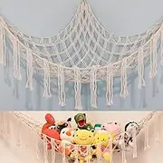 Boho Stuffed Animals Net or Hammock Large, Macrame Stuffed Animal Net or Hammock Hanging Net for Plush Toy Holder Squishmallow Net Toy Hammock for Stuffed Animals Storage