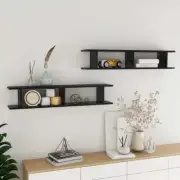 Wall Shelf 2pcs High Gloss Black 105x18x20cm Engineered Wood