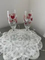 Vintage Libbey 2 Wedding Heart Champagne Flute NWT romance, Valentine’s Day