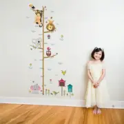 Cartoon Animals Lion Monkey Owl Elephant Height Measure Wall Sticker For Kids