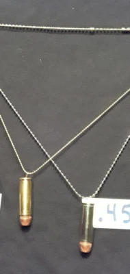 TEN pcs .45 Colt bullet necklace on brass ball chain