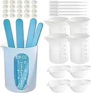 Silicone Resin Measuring Cups Tool Kit- 250 & 100 ml Measure Cups, Silicone Popsicle Stir Sticks, Pipettes, Finger Cots for Epoxy Resin Mixing, Molds, Jewelry Making, Waxing, Easy Clean