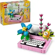 LEGO Creator 3in1 Typewriter with Flowers Kids Toy for 8+ Year Old Girls & Boys, Construction Building Set Rebuilds into a Keyboard Guitar or Flower Pot with Pen & Notebook, Creative Craft Kit 31169