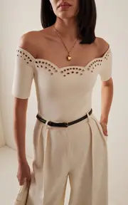 [Altuzarra] Posy Embroidered Knit Off-The-Shoulder Top