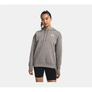 【UNDER ARMOUR】UA 女 Essential Fleece 連帽長袖套頭衫 帽T 米灰(1373033-294)