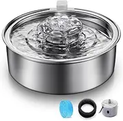 Cat Water Fountain,Stainless Steel 2.0L/67oz Automatic Circulating Pet Water Fountain,Ultra-Quiet Pump with LED Light,Dishwasher Safe,Cat Fountain Suitable for Cat and Puppy (2L Cat Fountain)