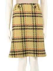 Green Wool Checkered Skirt