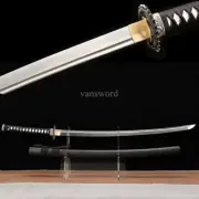 1060 Carbon Steel Hand Forged Japanese Samurai Katana Sword Sharp Black Scabbard