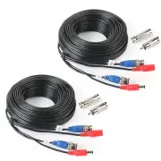 SHD 2Pack 50Feet Video Power Cable - BNC to RCA & BNC Female Connectors for CCTV