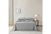 Natural Home Flax Linen Sheet Set White Pinstripe (Single,King Single,Double,Queen,King,Super King)