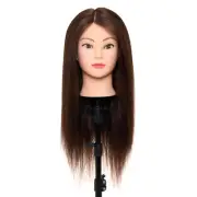 Mannequin Head w/ Tripod Stand 50% Human Hair Cosmetology Manikin Practice Doll