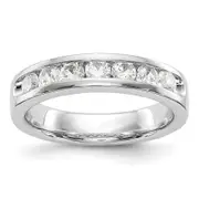 0.72ct. CZ Solid Real 14K White Gold 7-3mm Stone Channel Wedding Band Ring