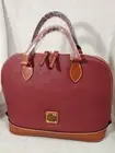 Dooney & Bourke Pebble Grain Zip Zip Satchel Shoulder Bag Top Handle Wine Color