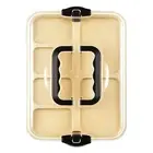 Wood Plate Serving Tray Solid Plate Fruit Food Platter w/ 6 Compartments&Lid
