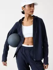 Athleta S Small Unstoppable Fleece Lined Full Zip Jacket Navy NWT! 818765