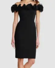 $265 Aidan BY Aidan Mattox Womens Black Off-the-Shoulder Sweetheart Dress Size 2
