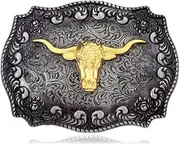[Faeovl] Belt Buckle Men, Vintage Western Cowboy Longhorn Bull Belt Buckles