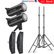 2X Godox SK400IIV Upgraded Studio Flash Strobe + 35*160cm Grid Softbox + Stand