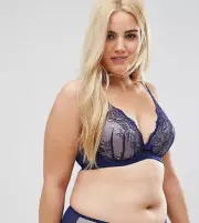 City Chic Boudoir Ladies Eve Plunge Underwire Bra sizes 14E 14F 14G 16C Navy