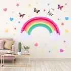Rainbow Wall Decals Removable Star Butterfly Heart Wall Sticker Watercolor St...