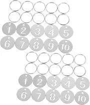 SHINEOFI 2 Sets Metal Numbered Keyrings Tags: Stainless Steel Number 1-10 Disc - Number Coding and Labeling Tags in Various Settings