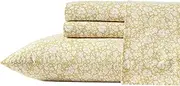[Laura Ashley] King Sheets, Cotton Percale Bedding Set, Lightweight & Breathable Home Decor, Oeko-Tex Certified (Heirloom Ditzy Gold, King)