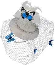 [LIFKOME] Butterfly Hat Headband Party Hats for Women Cap Bridal Hat Women Wedding Funny Hat Knotted Headband for Women Green Butterfly Hats for Women Brim Beige