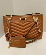 Michael Kors Whitney Medium Chain Strap Tote Bag +Coinpouch Wallet (Luggage)
