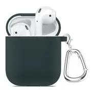 ZUSLAB AirPods 1 Case Silicone Skin Shockproof Full Protective Cover Supports Wireless Charging with Durable Carabiner for Apple - Green