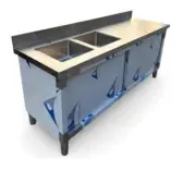 180cm Stainless Steel Table Heavy Duty Bench(2 Sinks,Storage Shelf & slide door)