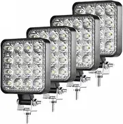 LED Light Bar 48W LED Work Light Led Square Headlight 12V 24V for Truck Offroad 4X4 SUV Tractor Boat Excavator ATV Compatible with Barra Work Light(4X 48W Work Light)