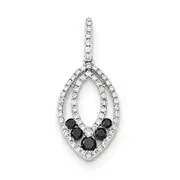 14k White Gold Black and White Real Diamond Pendant