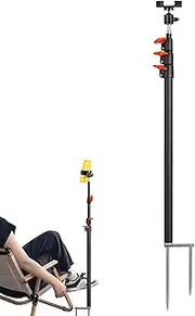 Grundstake Phone Holder, Floor Phone Holder Stand, Outdoor Phone Stand, Weatherproof Spike Tripod Mount, Metal Trail Cam Mount, Smartphones Holder for Live Broadcast Photography