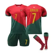 22-23 Portuguese Hem #7 Ronaldo Fotbollstrja Kostym Barn & Vuxen Kids 24(130-140CM) style3533