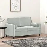 2-Seater Sofa with Throw Pillows Light Grey 120 cm Velvet