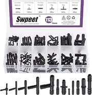 Swpeet 113Pcs Barbed Vacuum Connector Kit, Including Tee, Reducer, and Straight Connectors for Replacing Vacuum Hoses