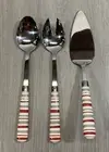 Quid Novi Santa Cruz Red Gray White 2 pc Salad Set #11021 & Cake Server #110209