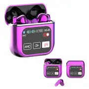 Bluetooth 5.4 Wireless Earbuds Stereo Bass Headphones With Touch Screen-Purple