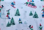 NEW Gnomes Snow Elves Winter Christmas Cynthia Rowley Queen Sheets