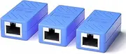 RJ45 Couplers Network Cable Coupler Cat 5 Coupling Lnternet Female to Female Connector Lnline Coupler for Cat5/ Cat5e/ Cat6e/ Cat7 Ethernet Extension Cable(3 Pack Blue)