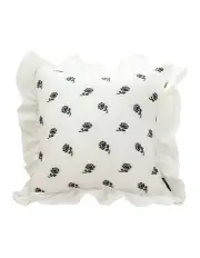 [SOGA] Throw Ruffled Square Decorative Pillow 45cm in White