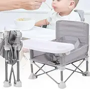 QIeAny Camping High Chair(foldable), Removable Dinner Plate + Large Capacity Storage Bags + Safety Belt, Aluminum Alloy Bracket/anti-rollover, for Parties/picnics, for within 15KG,A