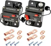 Bolipoeq 80Amp Circuit Breaker DC 12V-48V for Marine Boat Trolling Motor Automotive RV Trailer Car Solar System Battery Disconnect with Manual Reset Switch, IP67 Waterproof (Pack of 2)